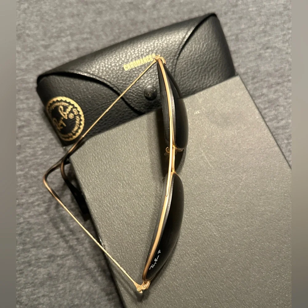 Ray-Ban Vintage Chromance Polarized Gold Frame Sunglasses w Brown RX Lenses
